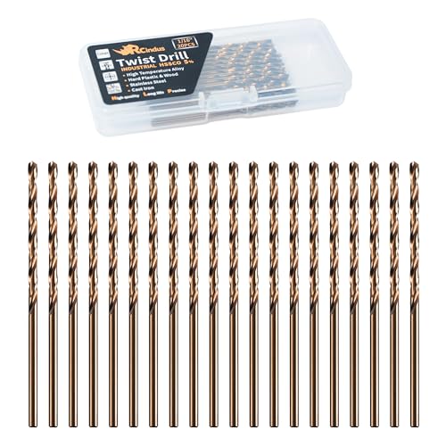 (20PCS) 1/16" Cobalt Drill Bit, HSS M35 Metal Drill Bits for Steel, Stainless Steel, Cast Iron, Hard Plastic and Wood - size: 1/16 20PCS Cobalt