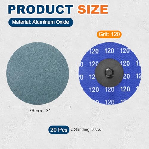 20 Pcs 3" 120 Grit Quick Change Surface Conditioning Discs - size: 3" (120 Grit)