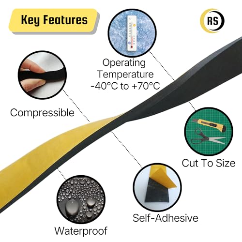 RS® Neoprene Rubber Self Adhesive Sponge Strip 10mm (W) x 3mm (T) x 10m (L)