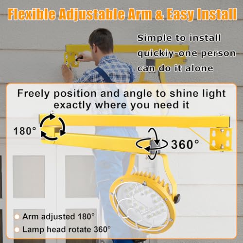 LED Loading Dock Light with 43" Adjustable Swing Arm, 30W/50W Selectable, 5500LM 3CCT (3000K/4000K/5000K), IP65 Waterproof, 360° Rotatable Work Light for Warehouse, Trailer, Garage, 100–277V ETL