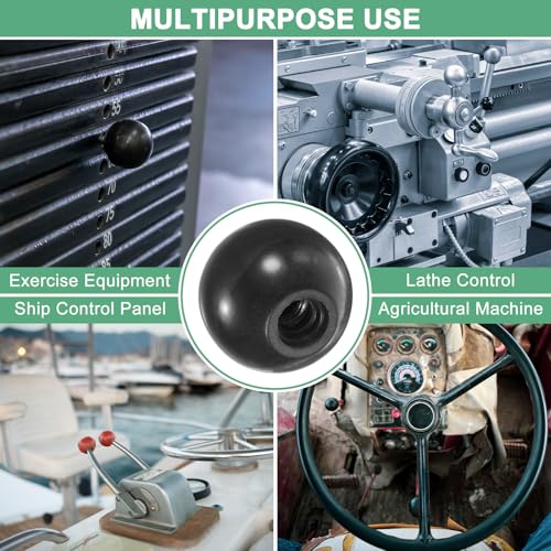 M METERXITY 6-Pack Threaded Ball Knobs, M8 Female Thread 30mm Dia. Thermoset Ball Knob for Lathe/Machine/Lawn Mowers, Round Phenolic Steel Insert Lever Handle [Black] - color: Black, size: M8x30mm