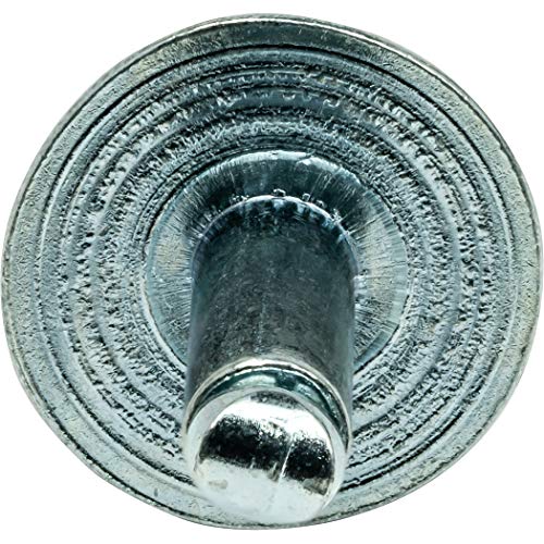 Fastenere Large Flange Pop Rivets - 5/32" x 1/4" (50 pcs) Heavy Duty, Open End, Steel Zinc, Corrosion-Resistant, High Tensile & Shear Strength, 5-4 Gap .188" - .250"