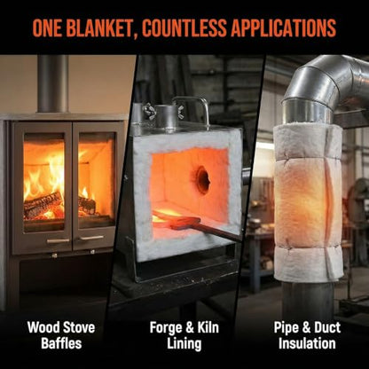 2 Pcs Ceramic Fiber Insulation Blanket 24"x15.7"x1.18", 2700°F Fireproof - color: 24'' x15.7'' x1.18'' /2 Piece
