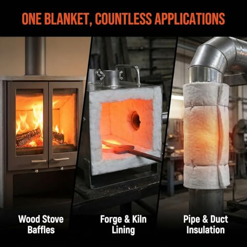 2 Pcs Ceramic Fiber Insulation Blanket 65"x24"x1.18", 2700°F Fireproof - color: 65'' x24'' x1.18'' /2 Piece