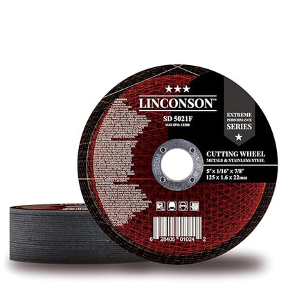 LINCONSON 25 Pack 5 Inch Cut Off Wheel for Metal & Stainless Steel Used On Angle Grinder 5”x1/16”x7/8" Flat Disc (SD 5021F) - style: 5 Inch 25 Pack