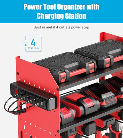 CCCEI Modular Power Tool Organizer Wall Mount with Charging, Red, 1 Pack - color: Red