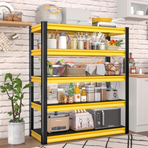 Metal Storage Garage Shelving - 48" W x 18" D x 78" H Black&Yellow - size: 5T-YL-48"Wx18"D