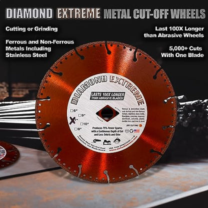 Diamond Extreme 7 Inch Metal Cutting Diamond Blade, Heavy-Duty Vacuum-Brazed Cut Off Wheel, DM-7/8-5/8" Arbor for Rebar, Steel, Stainless Steel, Angle Iron & Sheet Metal (7") - size: 7 Inch