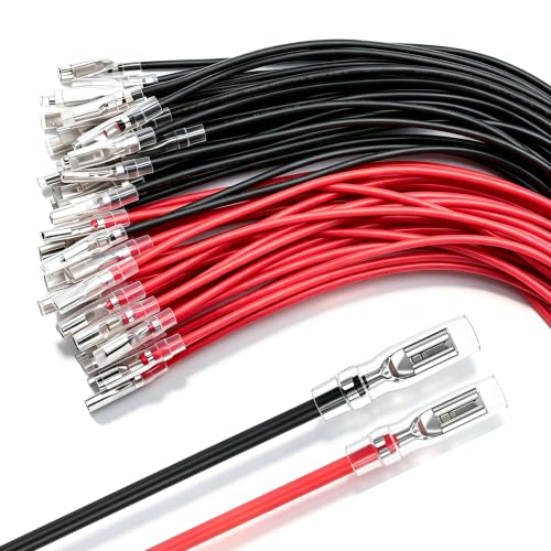 Twidec/20PCS 2.8mm Female Spade Crimp Terminal,Electrical Insulated Terminals with 20cm Cable,Quick Connectors with Insulating Sleeve Red＆Black Female Spade Connectors Assortment Kit - size: 2.8mm