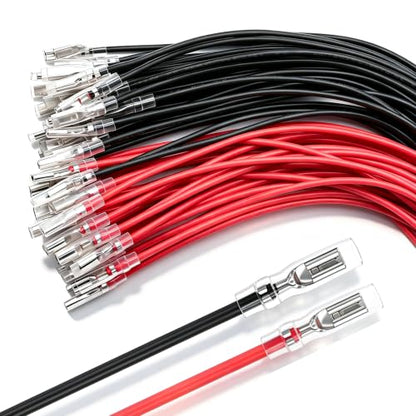 Twidec/20PCS 2.8mm Female Spade Crimp Terminal,Electrical Insulated Terminals with 20cm Cable,Quick Connectors with Insulating Sleeve Red＆Black Female Spade Connectors Assortment Kit - size: 2.8mm