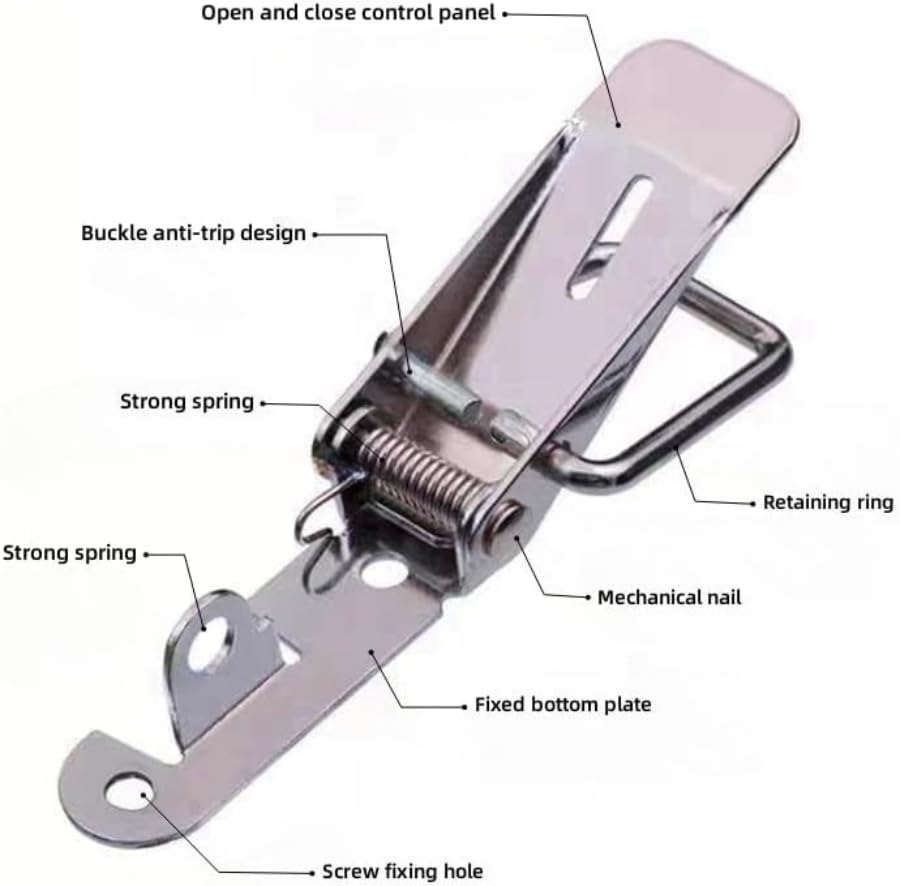 Latch 90 Degree Stainless Steel Spring Loaded Toggle Latch, Silver Catch Hasp Clamp Clip Lock with for Cabinet, Wooden Case, Box (70mm - 2 Pack)