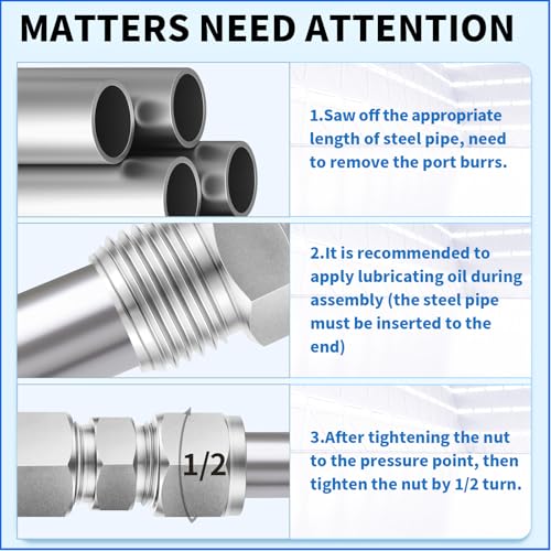 ChillWaves 304 Stainless Steel Compression Tube Fitting, 1/4" OD x 1/4" OD Compression Union Connector(5-PACK) - size: 1/4" OD x 1/4" OD