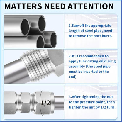 ChillWaves 304 Stainless Steel Compression Tube Fitting, 1/2" OD x 1/2" OD Compression Union Connector(2-PACK) - size: 1/2" OD x 1/2" OD
