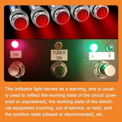 GASHER 5 PCS Energy Saving Indicator Light, LED Light 12V/24V/110V 20mA Panel Mount Light, Mounting Hole Size 6mm Red LED (12V) - color: Red, size: 6MM（12V）