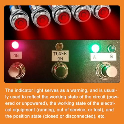GASHER 5 PCS Energy Saving Indicator Light, LED Light 12V/24V/110V 20mA Panel Mount Light, Mounting Hole Size 6mm Red LED (12V) - color: Red, size: 6MM（12V）