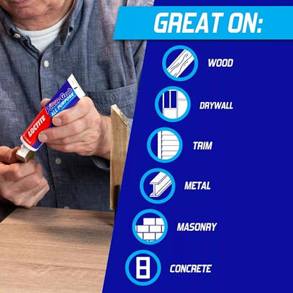 Loctite Power Grab All Purpose Construction Adhesive, 6 fl oz, 1 Pack - size: 1 Pack, style: 6 fl oz