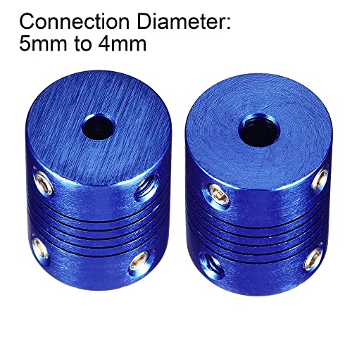 uxcell 5 Pcs 5mm to 4mm Aluminum Alloy Shaft Coupling Flexible Coupler L25xD20 Blue - color: Blue, size: 5mm to 4mm