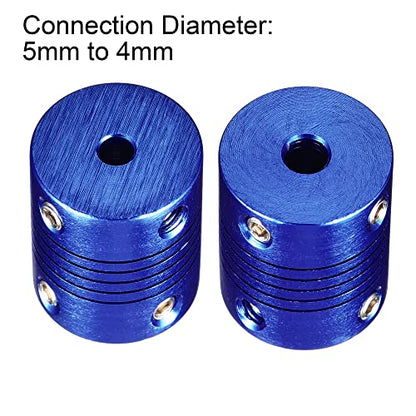 uxcell 5 Pcs 5mm to 4mm Aluminum Alloy Shaft Coupling Flexible Coupler L25xD20 Blue - color: Blue, size: 5mm to 4mm