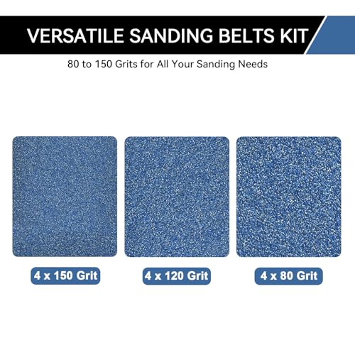 1x42 Inch Sanding Belts 12 Pcs 3 Grits Sizes (4 Each of 80/120/150 Grits) Heavy Duty Belt Sander Zirconia Belt Sander Paper for Wood, Metal, Stainless Steel, Cars, and Furniture - size: 1x42 inch