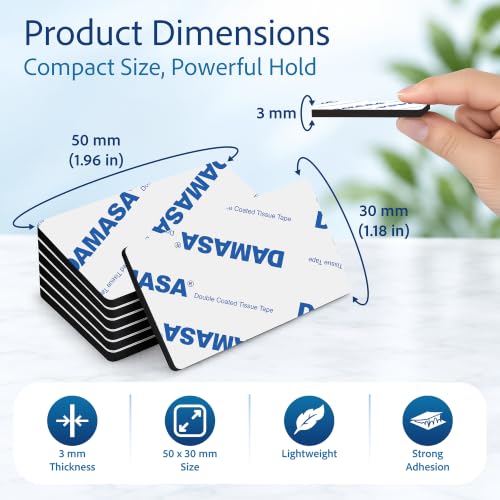 DAMASA Double Sided Adhesive Pads, 60 Pack - size: Pre-Cut 1.97" x 1.18"