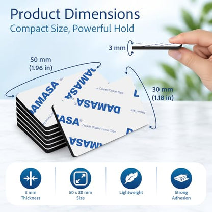 DAMASA Double Sided Adhesive Pads, 60 Pack - size: Pre-Cut 1.97" x 1.18"