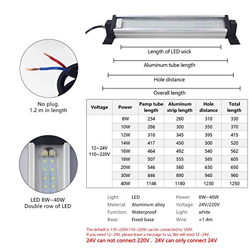 Led Industrial Machine Tube Light, IP66 Waterproof Explosionproof Work Lamp 22.1" 16W for CNC Internal, White, 110V to 220V Universal - size: 22.1inch, 16W
