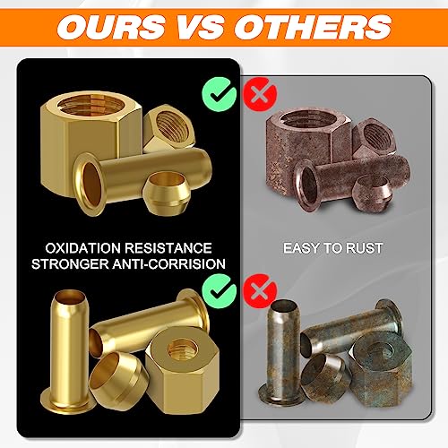 160PCS Brass Compression Sleeve Ferrule & Insert 1/4" 3/8" 5/16"1/2" kit - size: 160pcs Kit