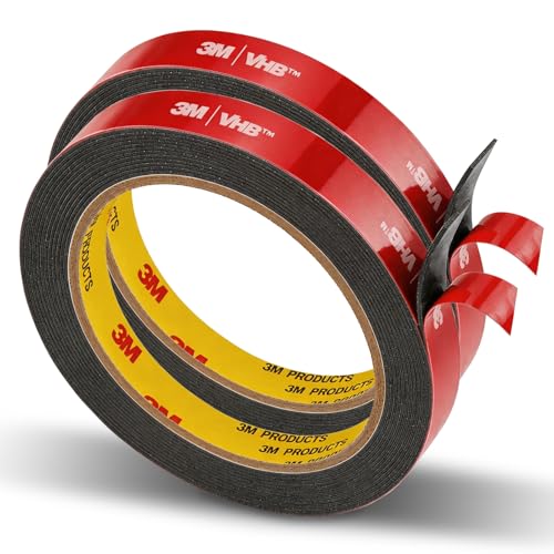 3M Double Sided Tape, Heavy Duty, 0.55" x 15.4Ft, 5925, Black, 2 Pack - size: 0.55" x 15.4Ft