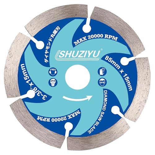 LSHUZIYU 3-3/8" (85mm), Stone Working Diamond Circular Saw Blade, Arbor 15mm, Use on All Brand 15mm Arbor Cordless Saw, Granite, Marble, Concrete Cutting - size: 3-3/8"(85mm) Stone