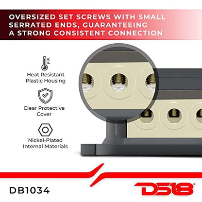 DS18 DB1034 Distribution Block 1X0-GA in 3X4-GA Out for Car Amplifiers - size: Single, style: 1X0GA in - 3X4GA Out