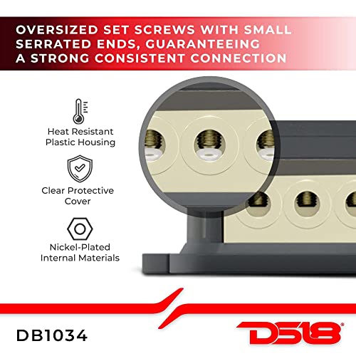 DS18 DB1034 Distribution Block 1X0-GA in 3X4-GA Out for Car Amplifiers - size: Single, style: 1X0GA in - 3X4GA Out