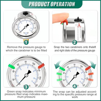 0-160Psi Stainless Steel Dry Low Pressure Gauge 1/4" NPT 2" Dual Scale Dial, Lower Mount, Waterproof for Water Oil Air Well Pump, Tire Gas Pressure Test (with Range Mark Pointer) - size: 0-160Psi, style: Lower Mount(1/4"NPT)