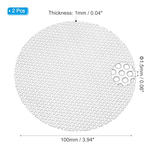 PATIKIL 4" Dia 304 Stainless Steel Perforated Sheet 0.06" Hole 2 Pcs - size: 4inch