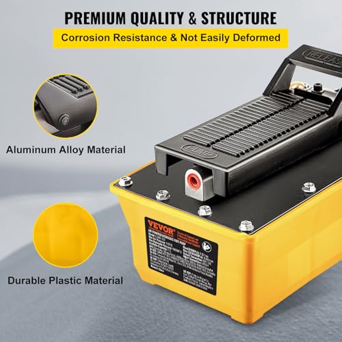 VEVOR Air Hydraulic Pump, 10,000 PSI Hydraulic Foot Pump, 0.6 Gal Reservoir Foot Operated Air/Hydraulic Pump, with Hose and Spray Gun for Heavy Machinery Rigging, Auto Repair, Auto Body Frame Machines - style: 2.3 L hydraulic pump with 6.5 ft Hose a Gun