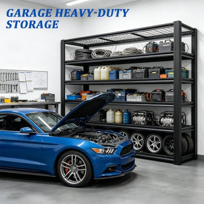 6 Tier Heavy Duty Metal Garage Storage Shelving, 62" W x 24" D x 84" H Adjustable Steel Storage Rack with 6000 LBS Total Load Capacity, Multipurpose Industrial Shelves for Warehouse Basement - size: 6T-62" W x 24" D x 84" H
