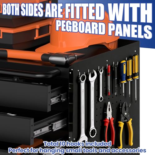 Metal Mobile Tool Storage Cabinet with 2 Locking Door and 3 Drawer - color: Black, style: 2 doors 3 drawer with wheels
