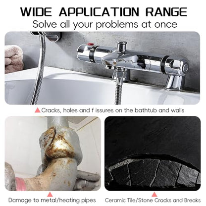 Steel Epoxy Putty 2 Part, Metal Repair High Strength Heat Resistant - color: Black
