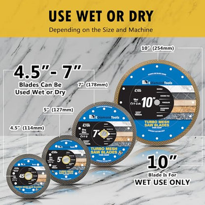 7" Turbo Mesh Saw Blades for Porcelain, Ceramic Tile and Stone, 1 PC - size: 7 Inch