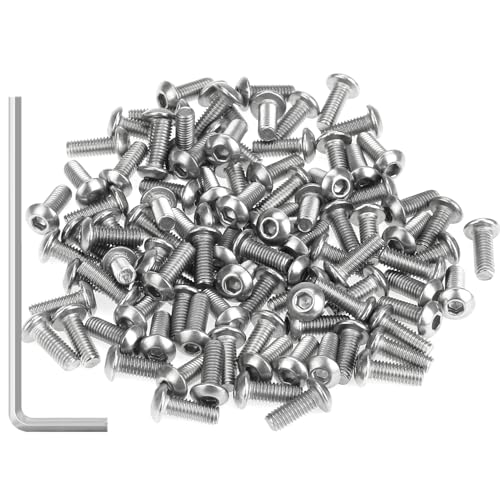 105 Pieces M3 x 8mm Button Head Socket Cap Screws, Thread Pitch 0.5mm, Sutemribor M3 Screws, 304 Stainless Steel, Fully Threaded, Silver - size: M3 x 8mm, style: Button Head
