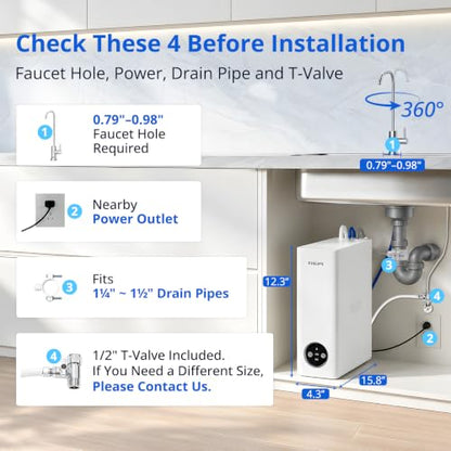 Philips Tankless Reverse Osmosis System, 600 GPD, Self-Cleaning RO System - size: High‑Flow Model