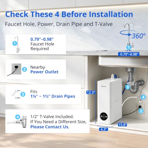 Philips Reverse Osmosis Water Filter System，400G Under Sink Water Filter - size: Standard‑Flow Model