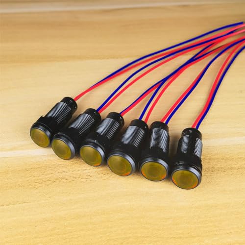 Gebildet 6pcs Yellow Indicator Pilot Light 110VAC Mounting Hole Size 10mm(Flame Retardant Plastic Shell) - color: Amber 110-220V/Black shell