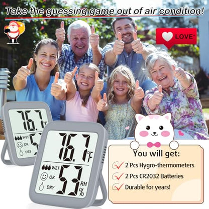 Antonki 2 Pack Room Thermometer Indoor Hygrometer - color: 2 Pcs* Space Grey