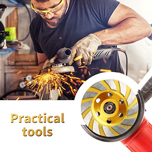 2 Pieces 4 Inch Concrete Stone Ceramic Turbo Diamond Grinding Cup Wheel,12 Segs Heavy Duty Angle Grinder Wheels for Angle Grinder (Yellow) - style: 2 Pieces