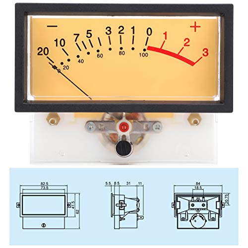 VU Meter Audio Level Indicator with Large Analog Pointer Dial for Car Stereo Home Recording Studio Power Amplifier