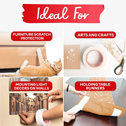 XFasten Double Sided Sticky Tape, Removable, 4-Inches x 20-Yards, Single Roll Ideal as a Anti-Scratch Cat Training Tape, Holding Carpets, and Woodworking (Pack of 2) - size: 4-Inches x 20-Yards (Pack of 2)