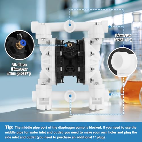 MXBAOHENG 15 GPM Air Operated Double Diaphragm Pump, 1 Inch - size: 15GPM, 1"Inlet & Outlet