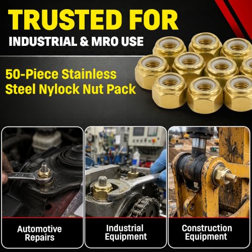 Chenango Supply 1/4-20 USS Nylon Insert Lock Nuts, Grade 8 (50 Pieces) - size: 1/4-20 Nylock 50pcs