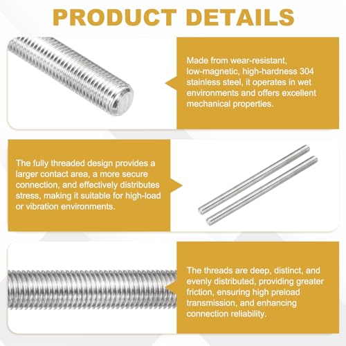 uxcell Fully Threaded Rod M8 x 1mm Pitch 100mm/4 Inch Threaded - size: M8x1mmx100mm
