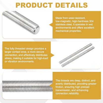 uxcell Fully Threaded Rod M8 x 1mm Pitch 100mm/4 Inch Threaded - size: M8x1mmx100mm